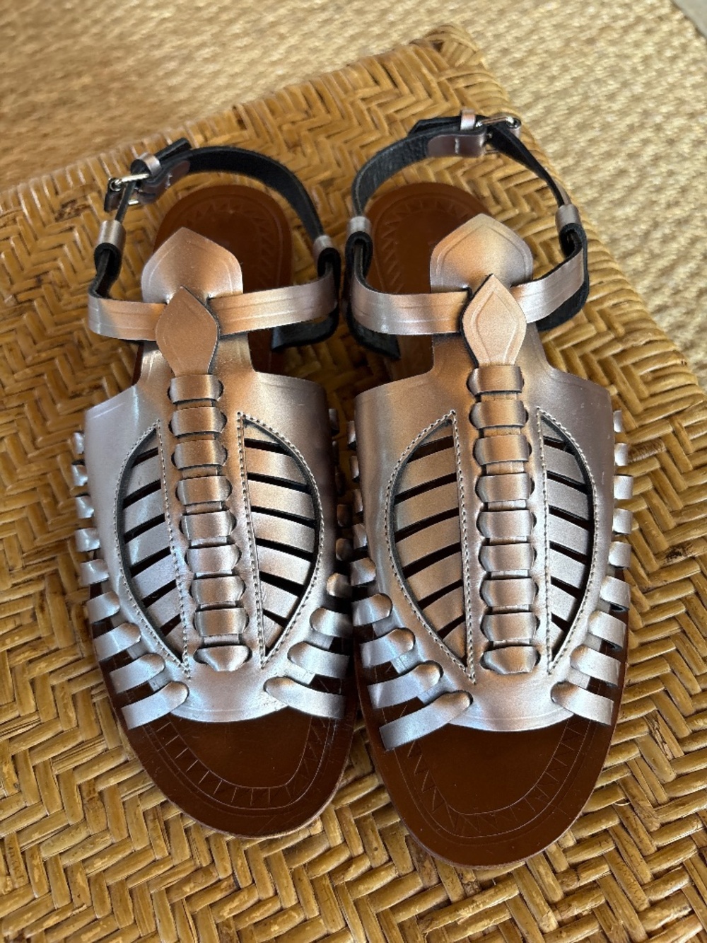 Proenza Schouler metallic leather woven sandals 37 eu
